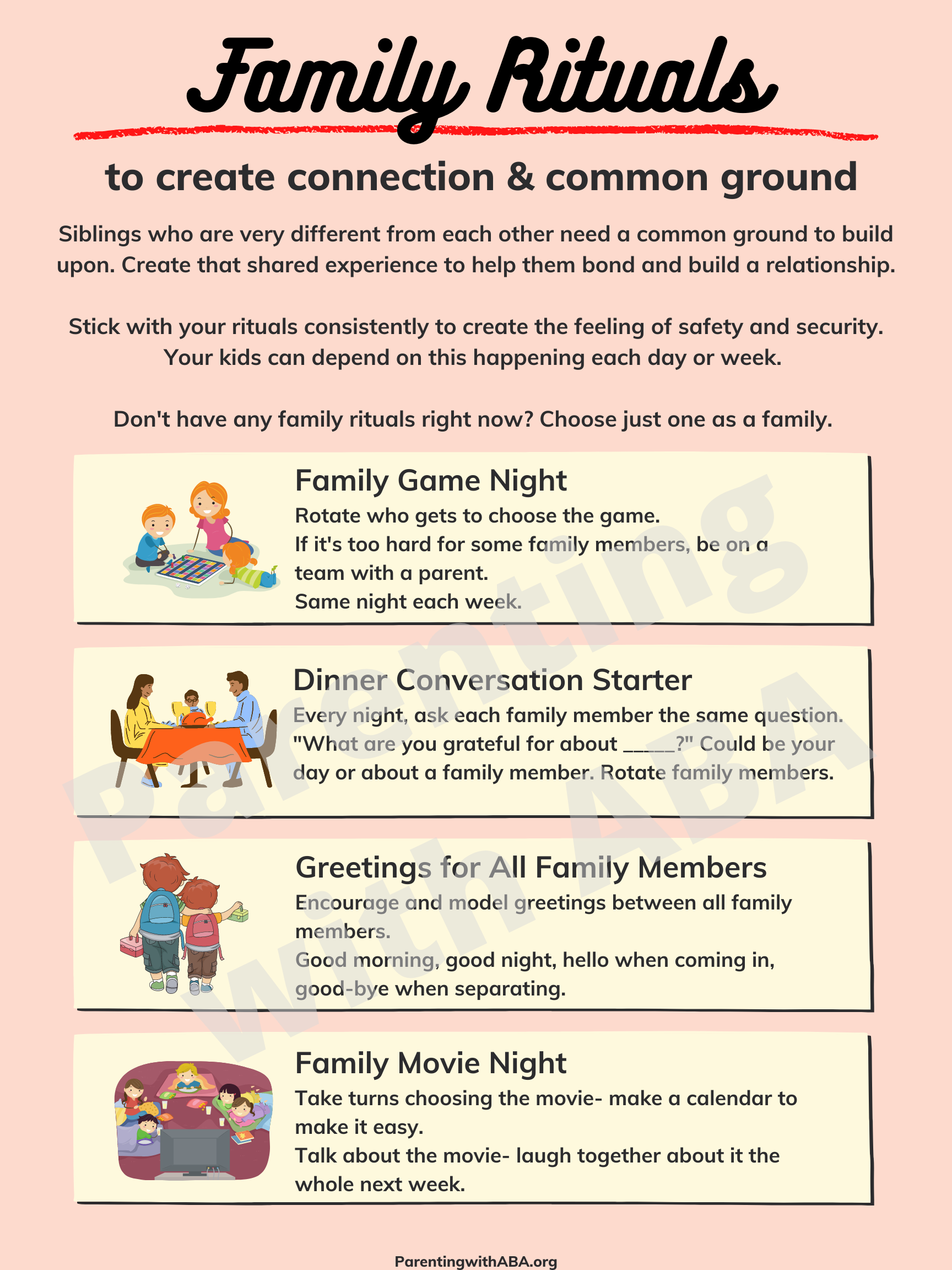 Infographic about the family rituals listed here
