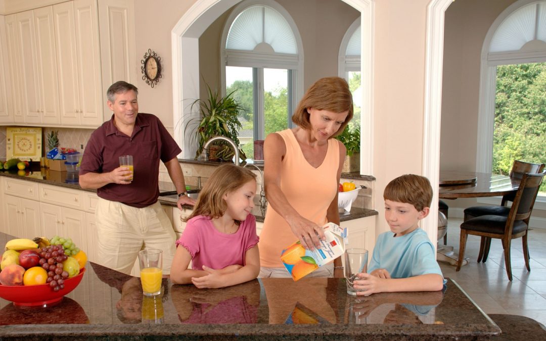 Family in a kitchen