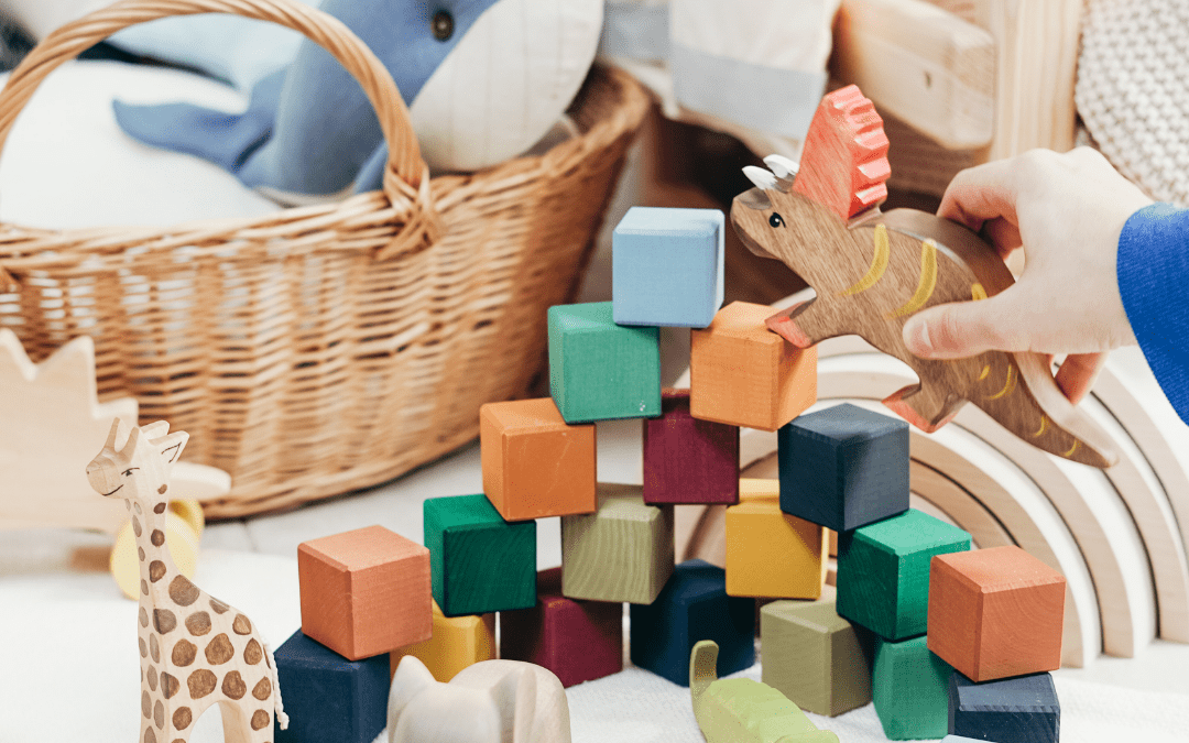 basket of kids toys and blocks