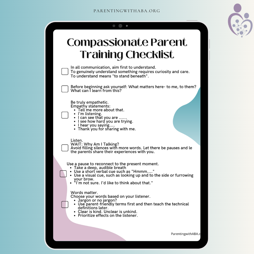 preview of compassionate parent training checklist